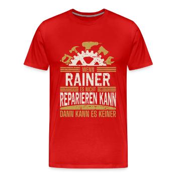 Rainer Name Geschenk Geburtstag - Männer Premium Bio T-Shirt - Rot - Vorne - Damien (186cm)