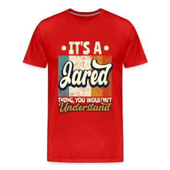 Name Jared Geschenk Geburtstag Spruch - Männer Premium Bio T-Shirt - Rot - Vorne - Damien (186cm)