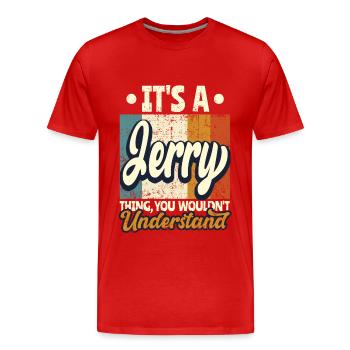 Name Jerry Gift Birthday Quote - Men's Premium Organic T-Shirt - red - Front - Damien (186cm)