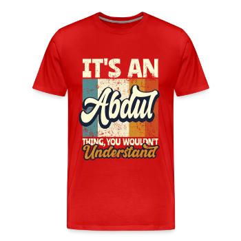 Name Abdul Gift First Name Personalized - Men's Premium Organic T-Shirt - red - Front - Damien (186cm)