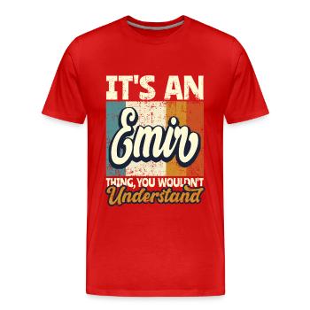Name Emir Gift First Name Personalized - Men's Premium Organic T-Shirt - red - Front - Damien (186cm)