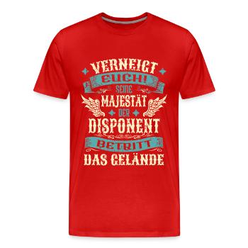 Disponent Geschenk Lustige Sprüche - Männer Premium Bio T-Shirt - Rot - Vorne - Damien (186cm)