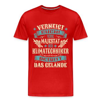 Klimatechniker Geschenk Lustige Sprüche - Männer Premium Bio T-Shirt - Rot - Vorne - Damien (186cm)