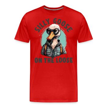 The stupid goose on the loose - Men's Premium Organic T-Shirt - red - Front - Damien (186cm)