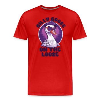 The stupid goose on the loose - Men's Premium Organic T-Shirt - red - Front - Damien (186cm)