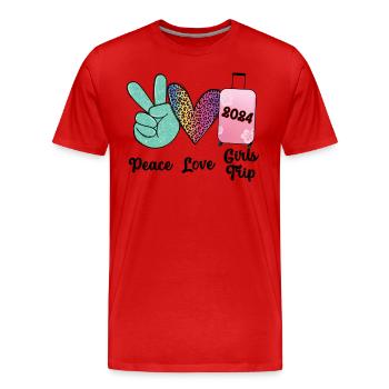 Week-end entre filles Peace Love Girls Trip 2024 - T-shirt bio Premium Homme - rouge - Devant - Damien (186cm)