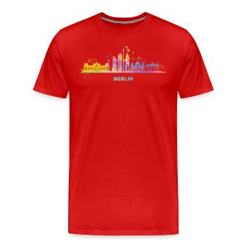 Skyline Coloré Berlin Paysage urbain Berlin - T-shirt bio Premium Homme - rouge - Devant - Damien (186cm)