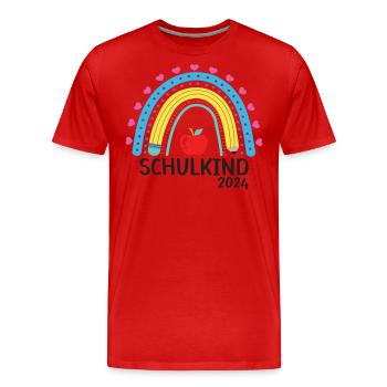 Rentrée scolaire Premier jour d’école Écolier 2024 - T-shirt bio Premium Homme - rouge - Devant - Damien (186cm)