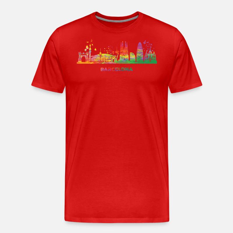 Barcelonische Skyline Barcelona - Männer Premium Bio T-Shirt - Rot