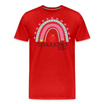 Rentrée scolaire Premier jour d’école Écolier 2024 - T-shirt bio Premium Homme - rouge - Devant - Damien (186cm)