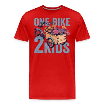 Ein Fahrrad 2 Kinder Retro Fahrrad Cargobike - Männer Premium Bio T-Shirt - Rot - Vorne - Damien (186cm)