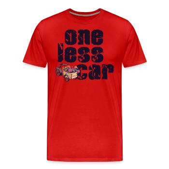 One Car Less Bike Vintage Cargo Bike - T-shirt bio Premium Homme - rouge - Devant - Damien (186cm)