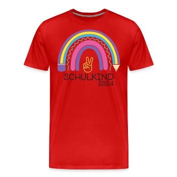 Rentrée scolaire Premier jour d’école enfant 2024 - T-shirt bio Premium Homme - rouge - Devant - Damien (186cm)