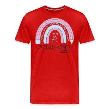 Rentrée scolaire Premier jour d’école enfant 2024 - T-shirt bio Premium Homme - rouge - Devant - Damien (186cm)
