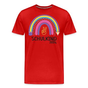 Rentrée scolaire Premier jour d’école enfant 2024 - T-shirt bio Premium Homme - rouge - Devant - Damien (186cm)