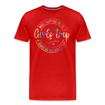Que se passe-t-il lors du voyage entre filles - T-shirt bio Premium Homme - rouge - Devant - Damien (186cm)