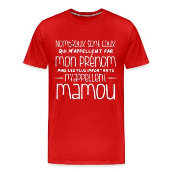 Humour Mamou - T-shirt bio Premium Homme - rouge - Devant - Damien (186cm)
