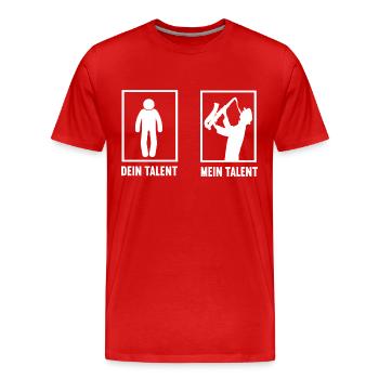 Dein Talent Mein Talent Saxophone Saxophonspieler - Männer Premium Bio T-Shirt - Rot - Vorne - Damien (186cm)