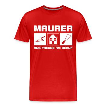 Maurer - Aus Freude am Beruf - Männer Premium Bio T-Shirt - Rot - Vorne - Damien (186cm)