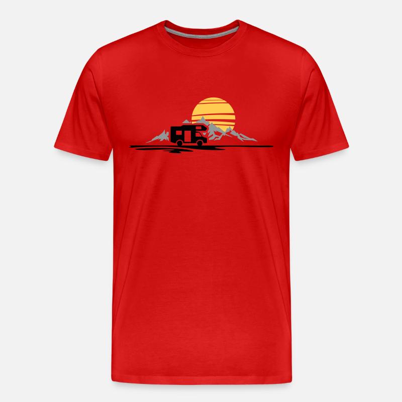 Freizeit - Wohnmobil Berge - Männer Premium Bio T-Shirt - Rot