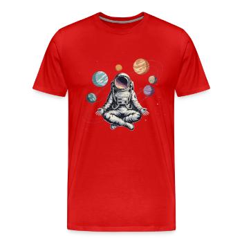Astronaute Yoga Méditation Planète Espace Orbite - T-shirt bio Premium Homme - rouge - Devant - Damien (186cm)