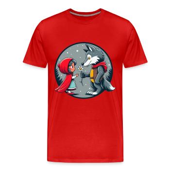 Petit Chaperon Rouge Loup Conte de fées Fleur pour enfants Personnage de conte de fées - T-shirt bio Premium Homme - rouge - Devant - Damien (186cm)