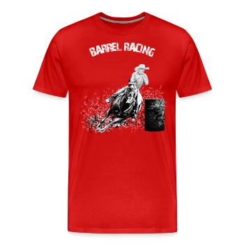 BARREL RACING, BARREL RACER MÄDCHEN - SCHWARZES SHIRT - Männer Premium Bio T-Shirt - Rot - Vorne - Damien (186cm)