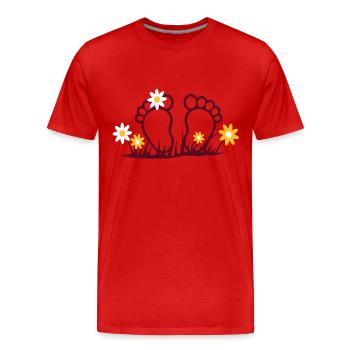 Toes with flowers, Flower Power - Men's Premium Organic T-Shirt - red - Front - Damien (186cm)