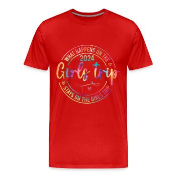 Que se passe-t-il lors du voyage entre filles 2024 - T-shirt bio Premium Homme - rouge - Devant - Damien (186cm)