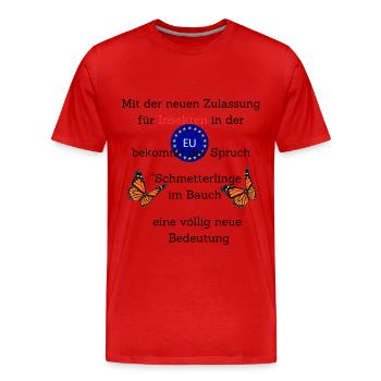 Schmetterlinge im Bauch und die EU - Männer Premium Bio T-Shirt - Rot - Vorne - Damien (186cm)