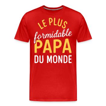 Belle idée cadeau fete des pères anniversaire papa - T-shirt bio Premium Homme - rouge - Devant - Damien (186cm)