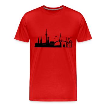 Hambourg horizon - T-shirt bio Premium Homme - rouge - Devant - Damien (186cm)
