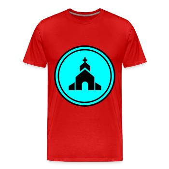 Foi de l’Église - T-shirt bio Premium Homme - rouge - Devant - Damien (186cm)