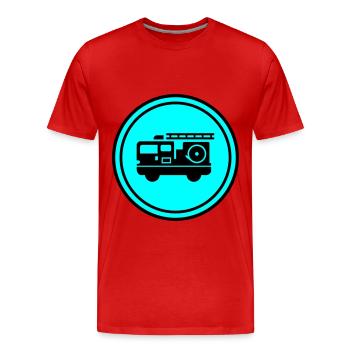 Voiture de pompiers - T-shirt bio Premium Homme - rouge - Devant - Damien (186cm)