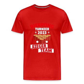 Bierpong Turnier Sieger Team Duo Trinkspiel saufen - Männer Premium Bio T-Shirt - Rot - Vorne - Damien (186cm)