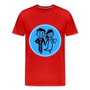 Jeunes mariés, Mariage, Mariée, Marié - T-shirt bio Premium Homme - rouge - Devant - Damien (186cm)