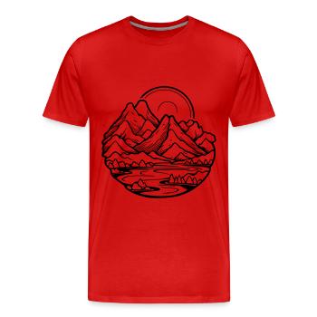 Mountains Landscape - Men's Premium Organic T-Shirt - red - Front - Damien (186cm)