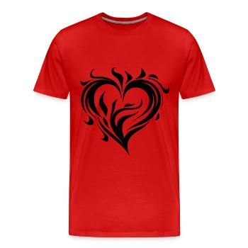 Tatouage d'amour de feu de coeur - T-shirt bio Premium Homme - rouge - Devant - Damien (186cm)