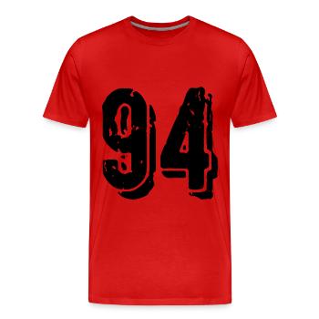 Maillot à 94 numéros - T-shirt bio Premium Homme - rouge - Devant - Damien (186cm)