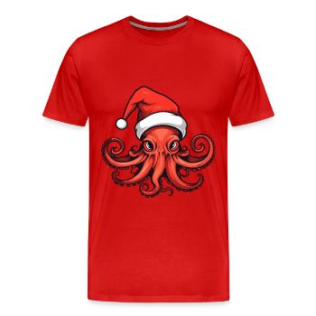 Poulpe Poulpe Noël Animal - T-shirt bio Premium Homme - rouge - Devant - Damien (186cm)