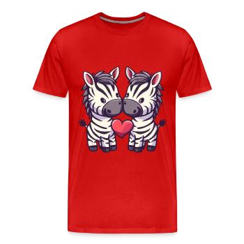 Couple de zèbres Couple d’amour Couple amoureux - T-shirt bio Premium Homme - rouge - Devant - Damien (186cm)