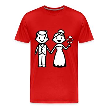 Hochzeit Brautpaar Ehepaar - Männer Premium Bio T-Shirt - Rot - Vorne - Damien (186cm)