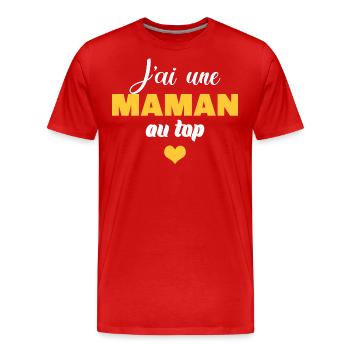 J'ai une maman au top - T-shirt bio Premium Homme - rouge - Devant - Damien (186cm)
