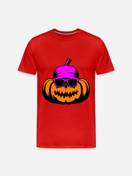 Pumpkin Halloween Cool - Men's Premium Organic T-Shirt - red