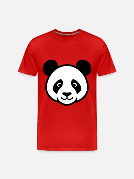 Panda Head - Men's Premium Organic T-Shirt - red