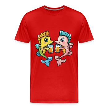 Seahorse Beer Funny Booze - Men's Premium Organic T-Shirt - red - Front - Damien (186cm)