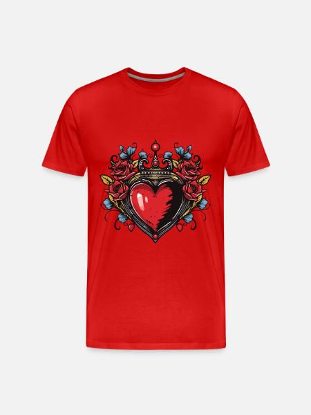 Herz Symbol Liebe - Männer Premium Bio T-Shirt - Rot