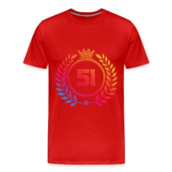 51 Couronne numérique - T-shirt bio Premium Homme - rouge - Devant - Damien (186cm)