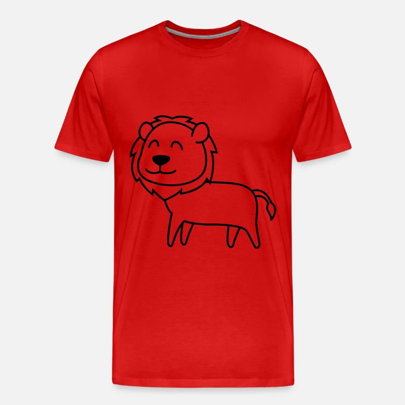 Löwe Comic Tier - Männer Premium Bio T-Shirt - Rot