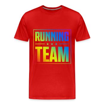 Équipe de course à pied - T-shirt bio Premium Homme - rouge - Devant - Damien (186cm)